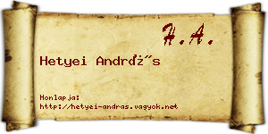 Hetyei András névjegykártya